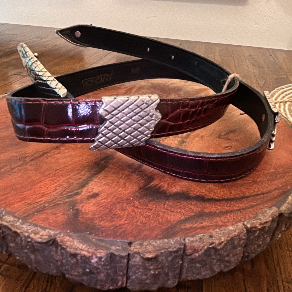 Avignon Black Leather Belt with Silver Snake Detailing